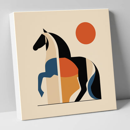 Mid-Century Equine Geometry horse portrait canvas wall art