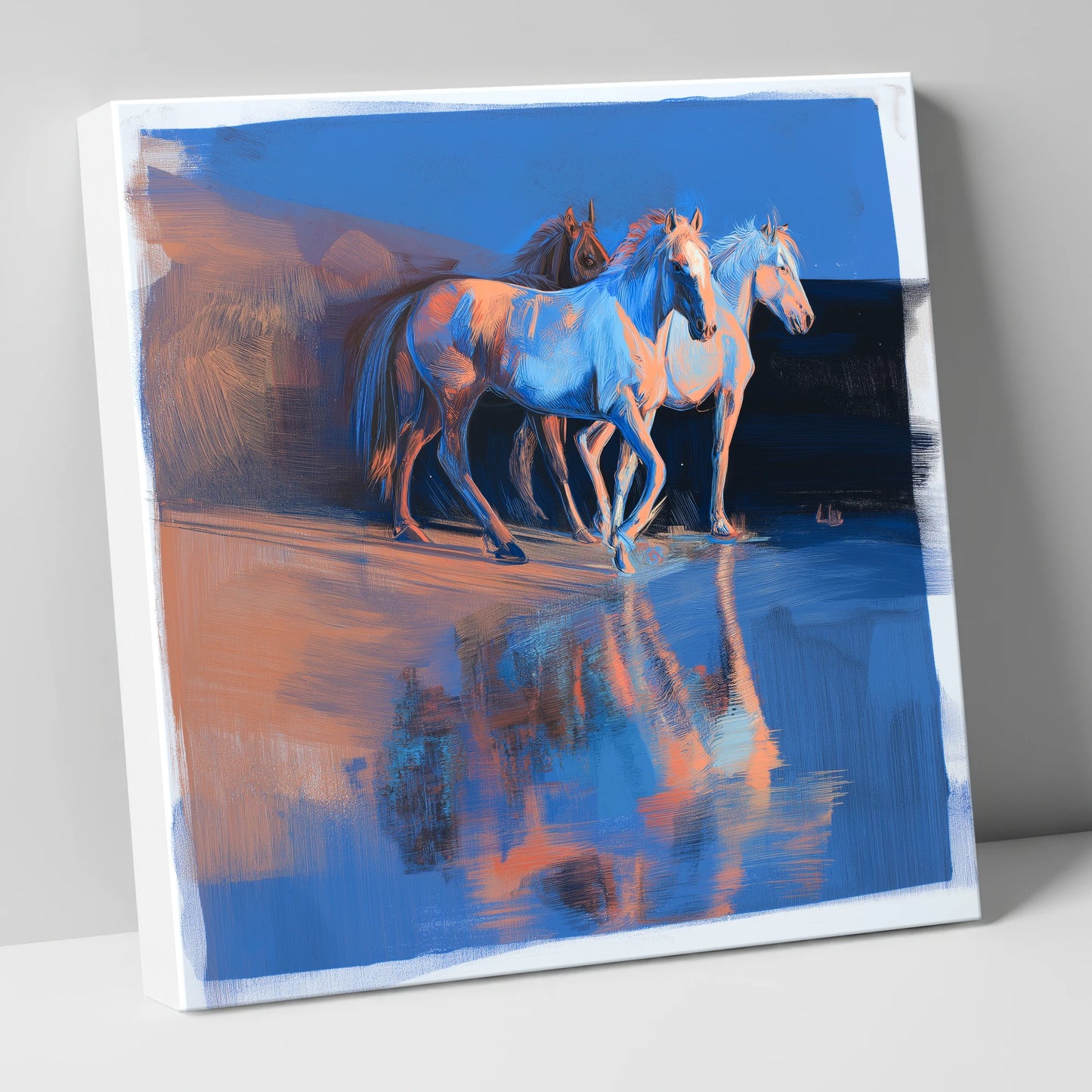 Wild Reflections at Dawn wild horses canvas wall art