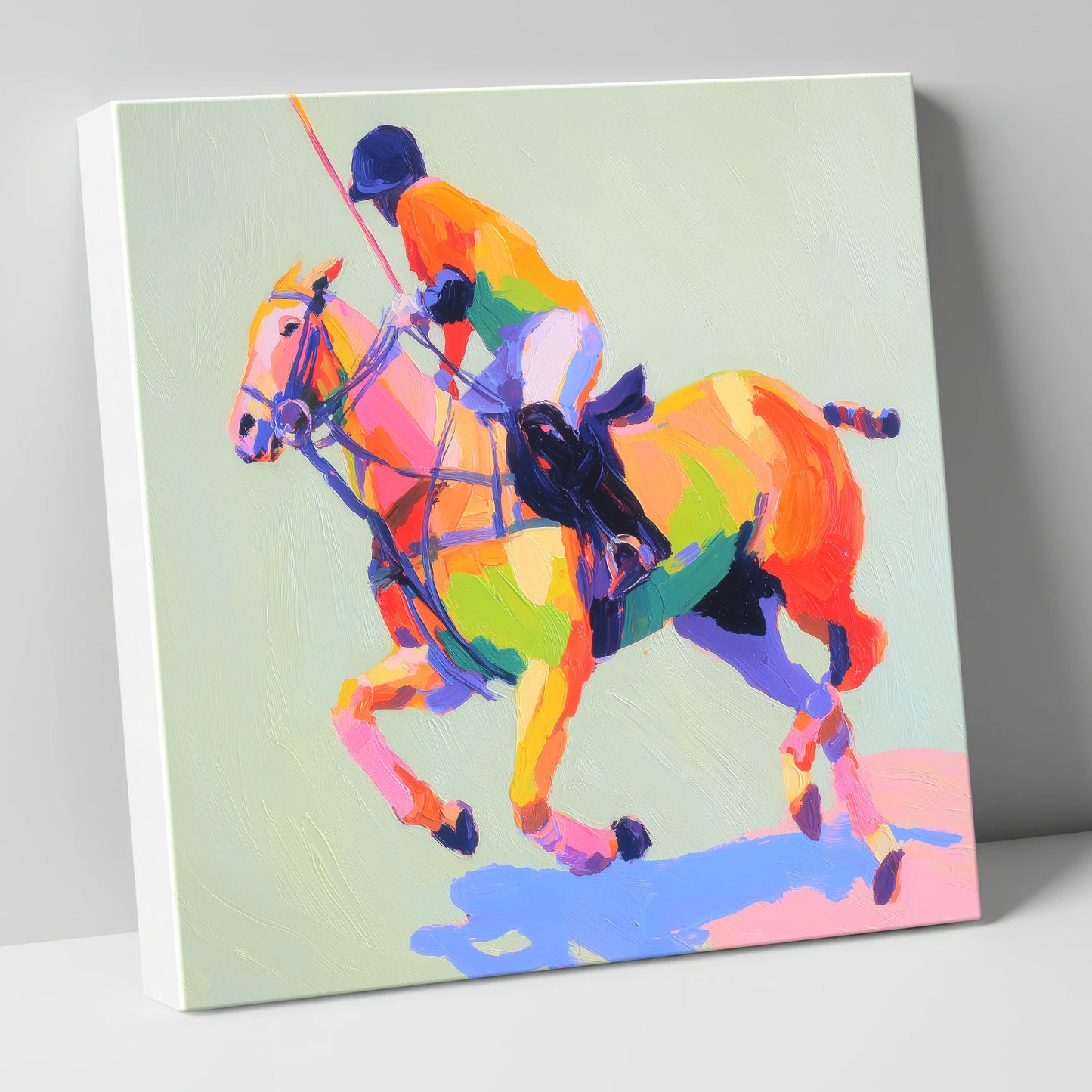 Technicolour Polo Stride polo horse canvas wall art