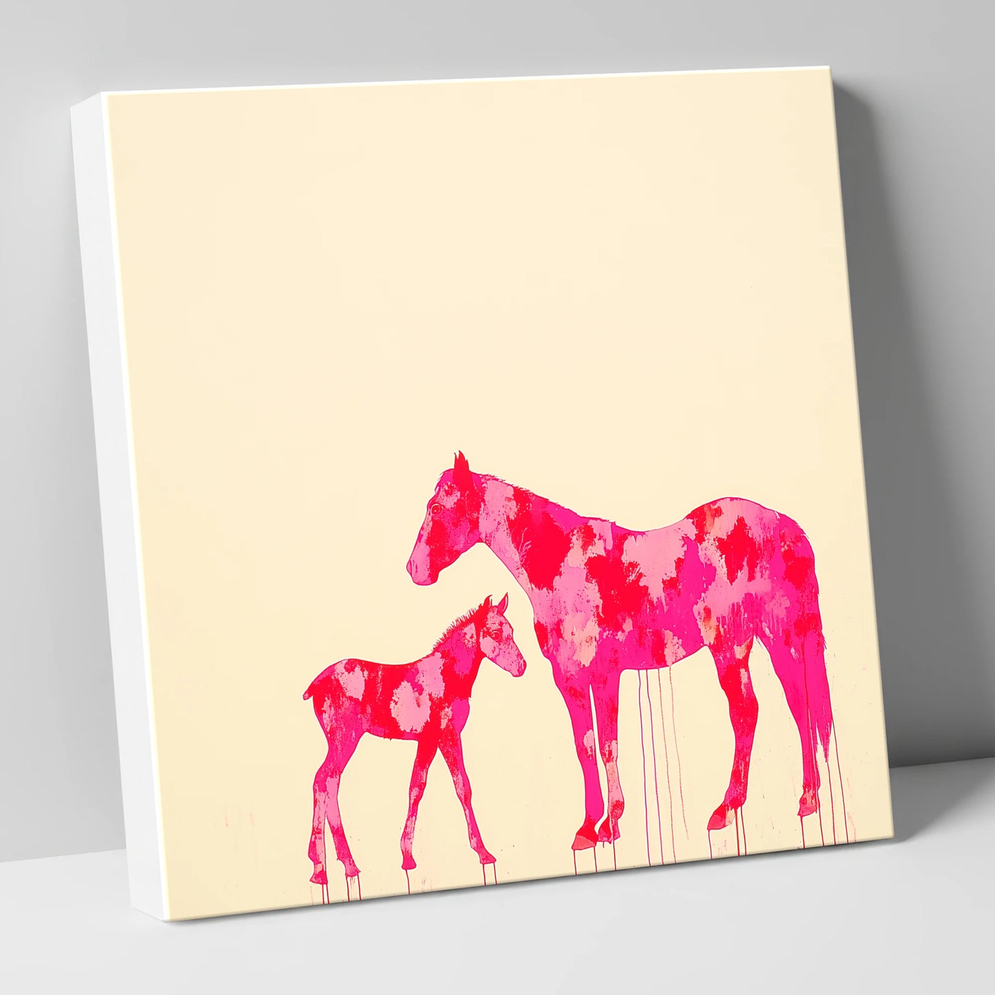 Magenta Mare and Foal mare & foal canvas wall art