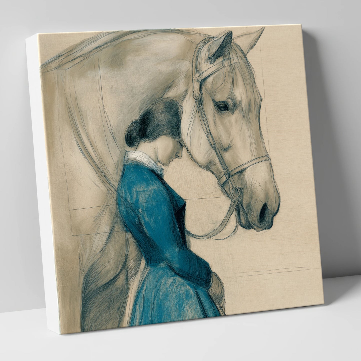 Solace in Stillness horse & rider canvas wall art