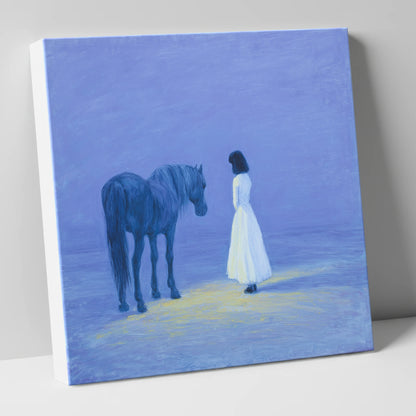 The Quiet Meeting horse & rider canvas wall art