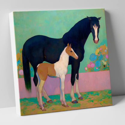 Midnight Dream Mare and Foal mare & foal canvas wall art