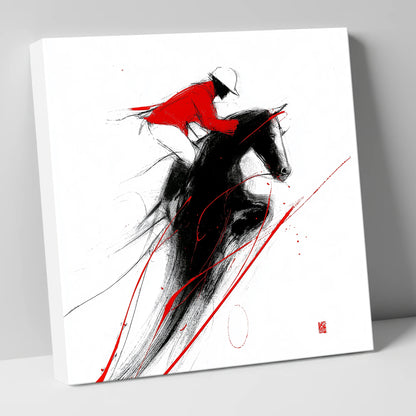 Flight in Crimson show jumping horse canvas wall art