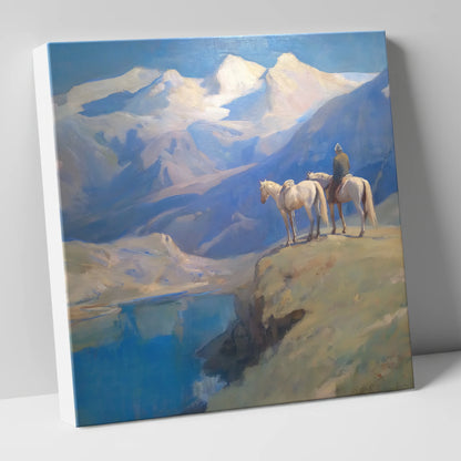 Alpine Vantage Point horse landscape canvas wall art