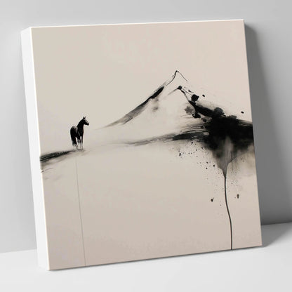 Solitary Mountain Silhouette horse landscape canvas wall art