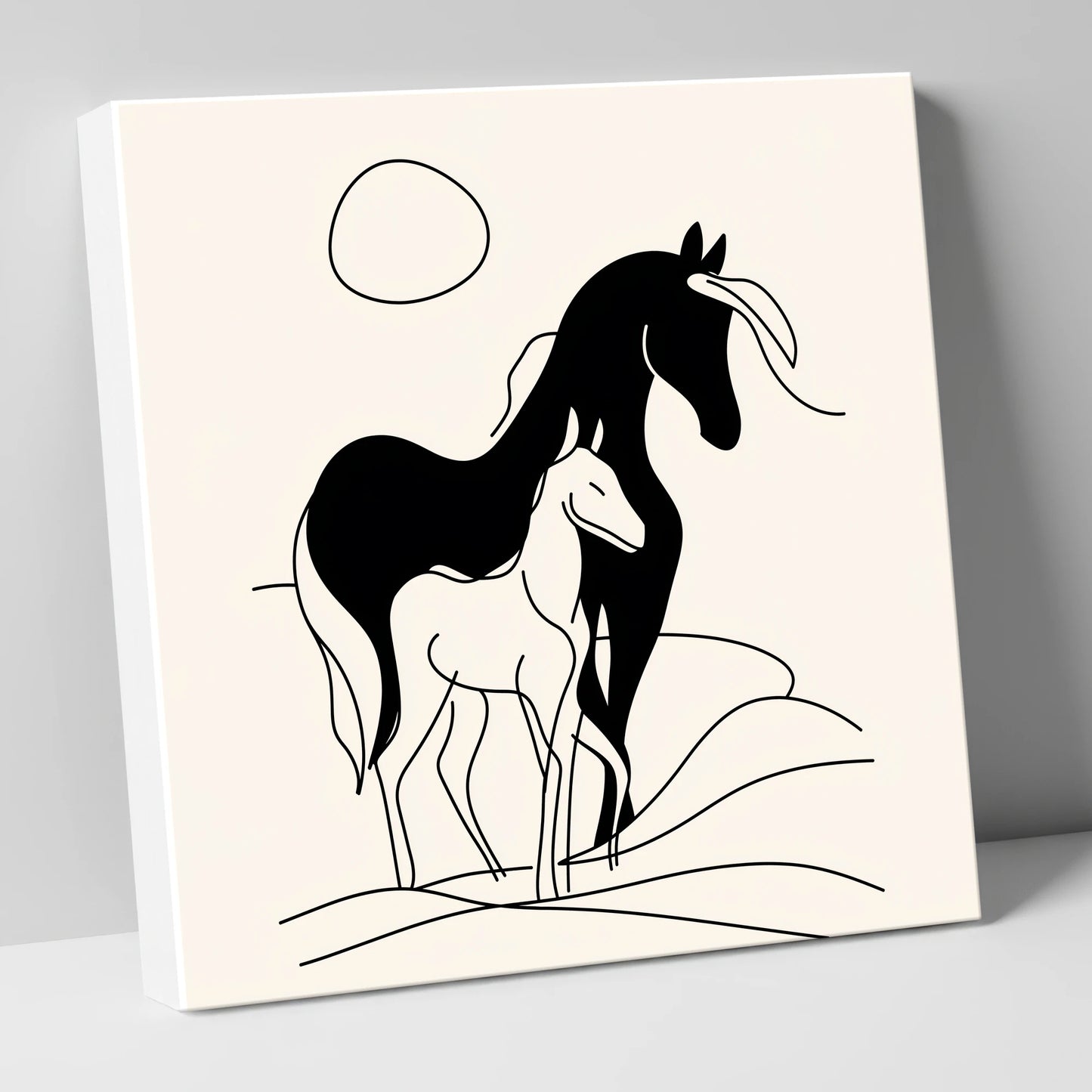Silhouette of Devotion mare & foal canvas wall art
