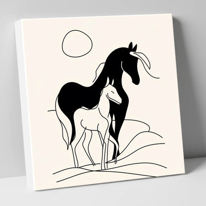 Silhouette of Devotion mare & foal canvas wall art