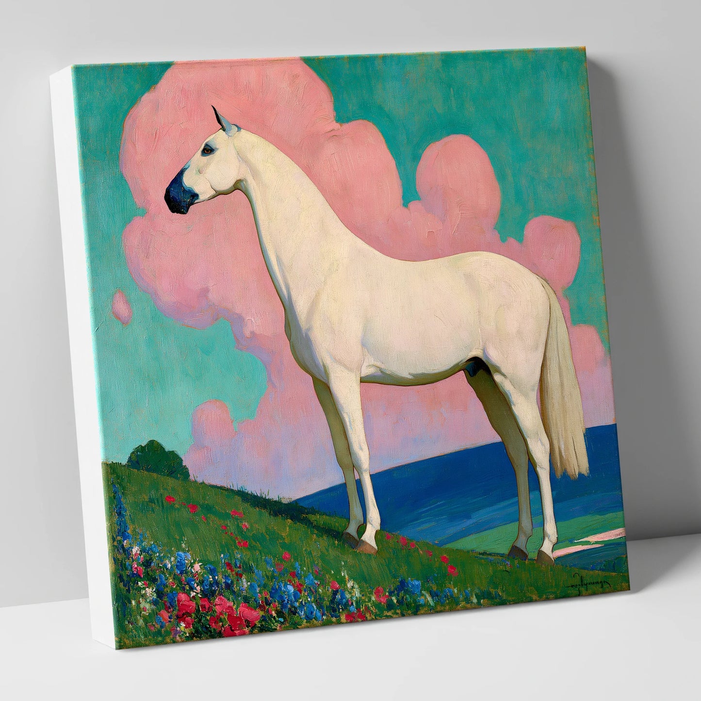 Ethereal White Horse horse art canvas wall art