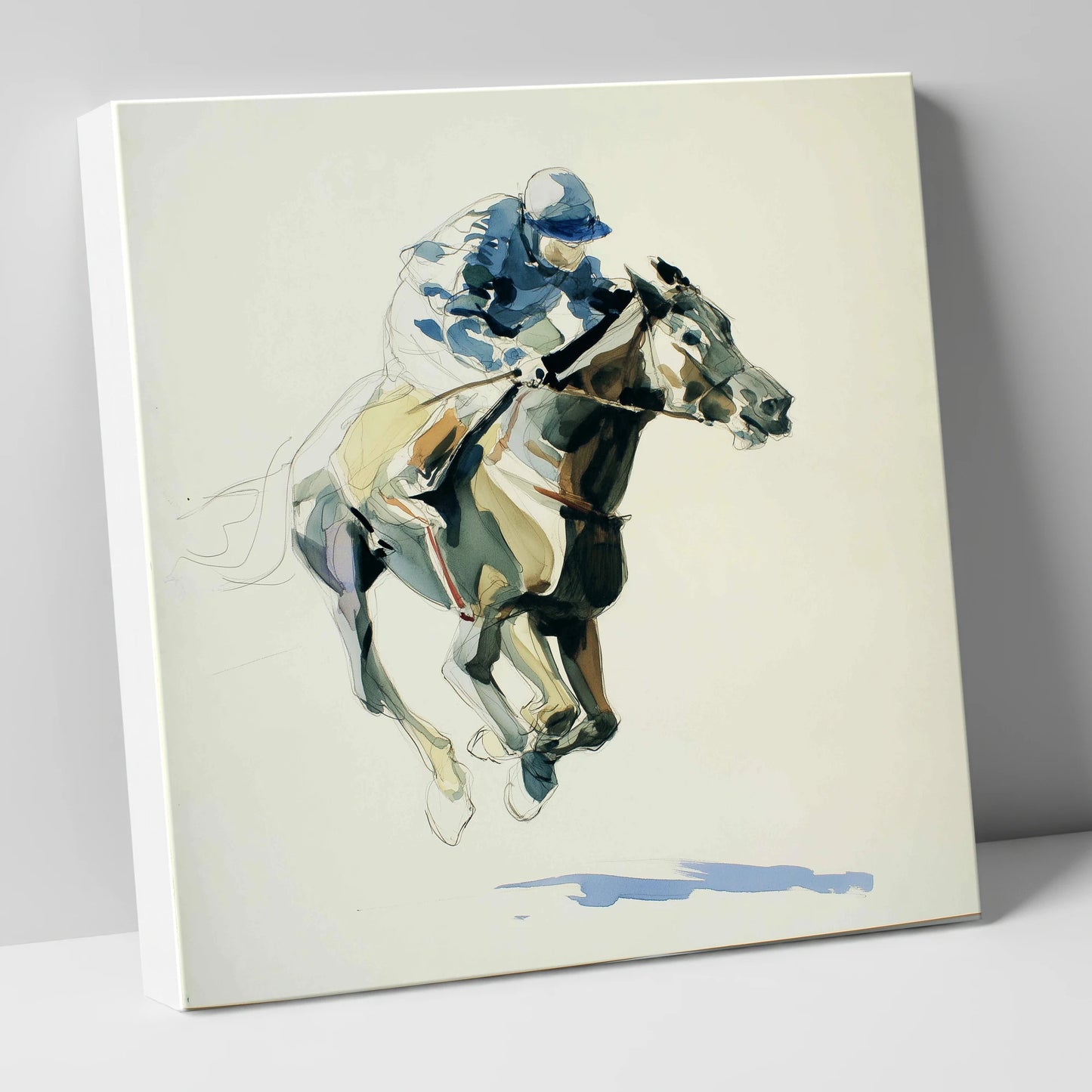 Cerulean Stride racing horse canvas wall art