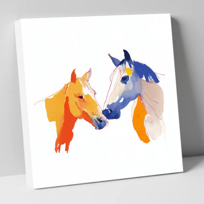 Vibrant Equine Bond horse portrait canvas wall art