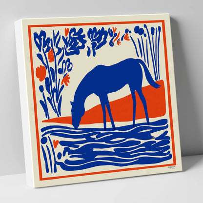 Cobalt Equine Oasis horse landscape canvas wall art