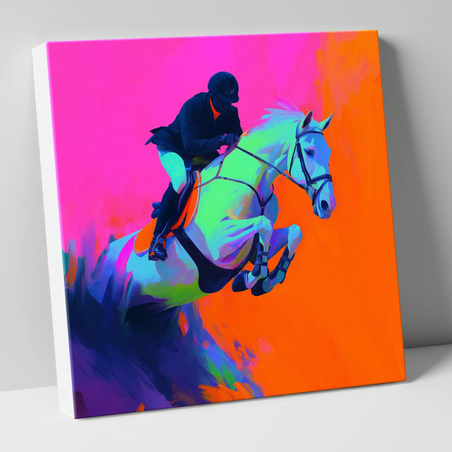 Electric Flight show jumping horse canvas wall art