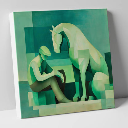 Silent Conversation horse & rider canvas wall art
