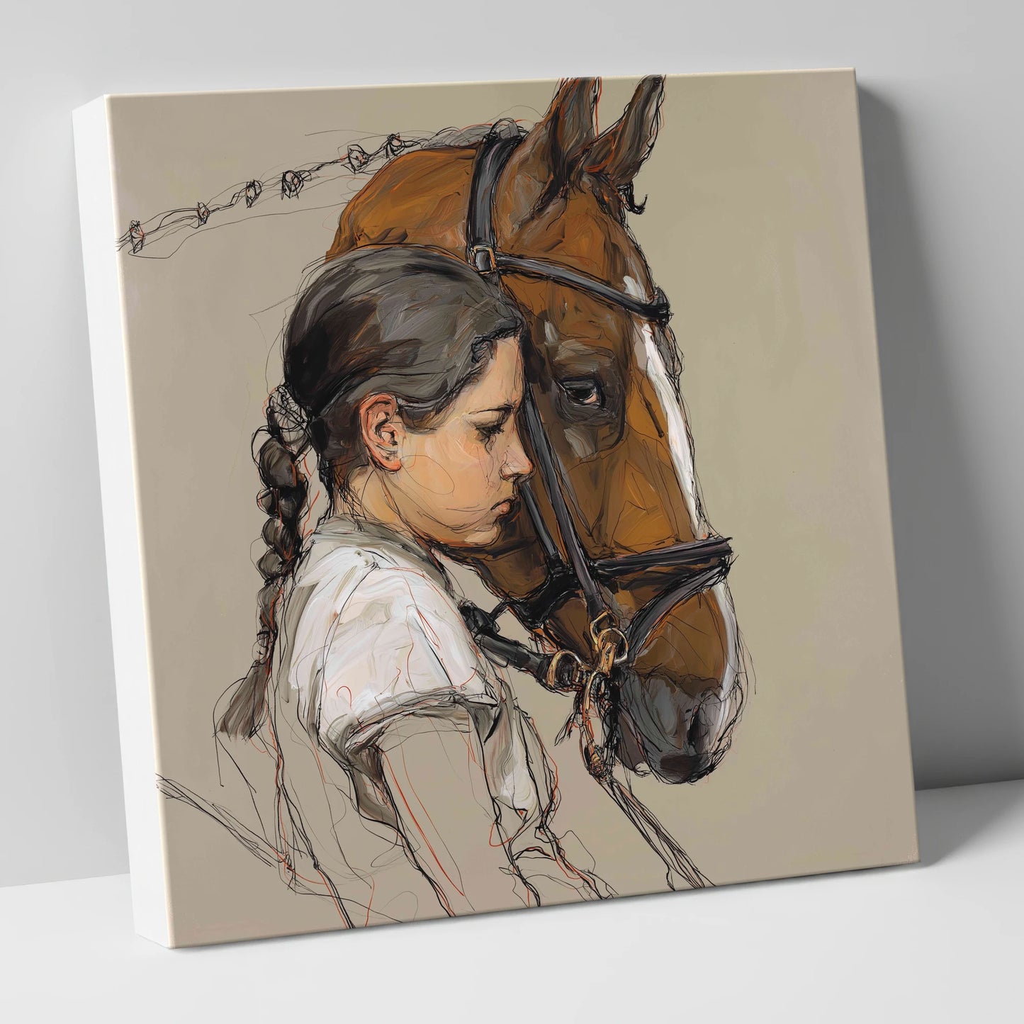 The Quiet Bond horse & rider canvas wall art