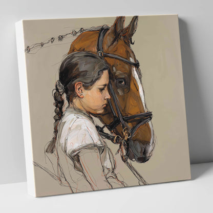 The Quiet Bond horse & rider canvas wall art