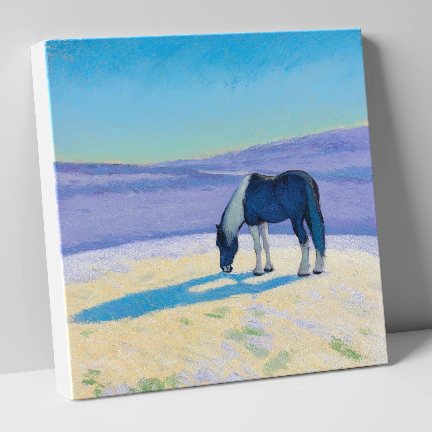 Indigo Shadow Grazing working horse canvas wall art