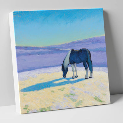 Indigo Shadow Grazing working horse canvas wall art