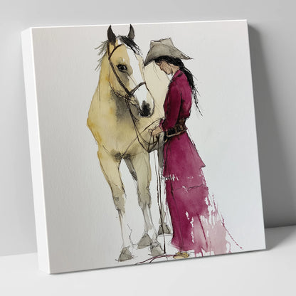 A Quiet Understanding horse & rider canvas wall art