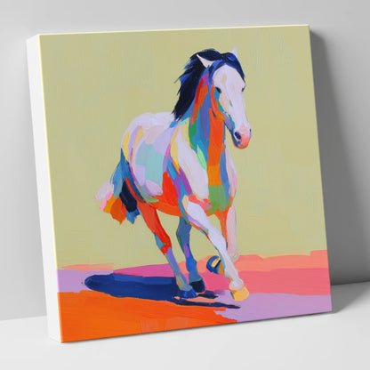 Technicolour Canter horse breed canvas wall art