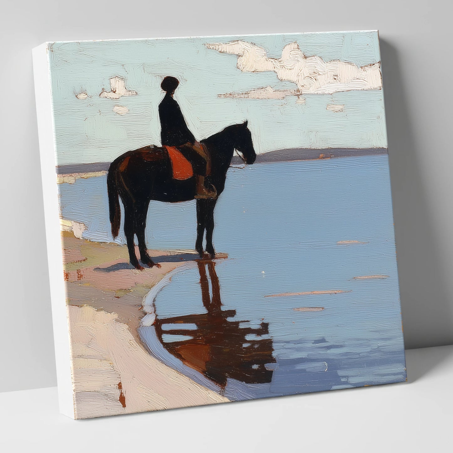 Stillness at the Shore beach horse canvas wall art