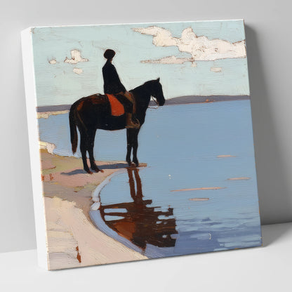 Stillness at the Shore beach horse canvas wall art