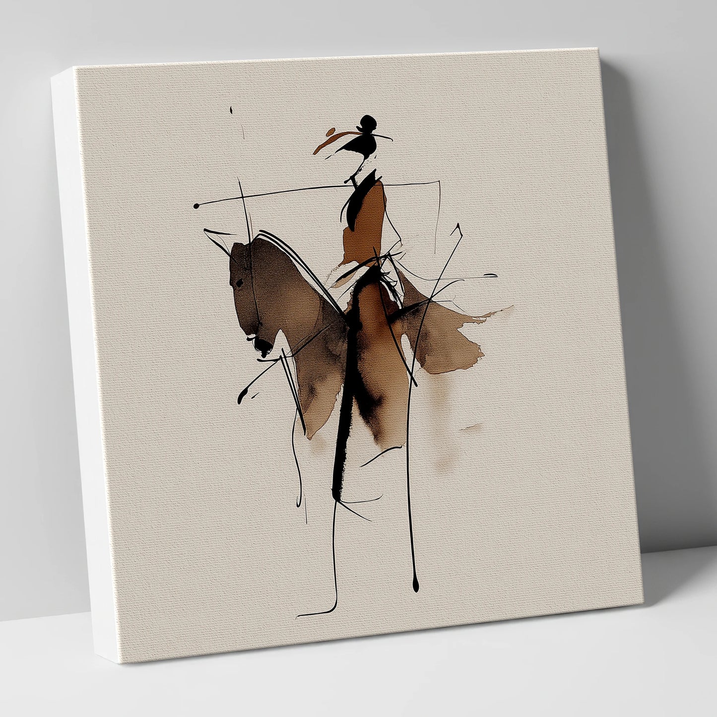 Abstract Sepia Rider horse & rider canvas wall art