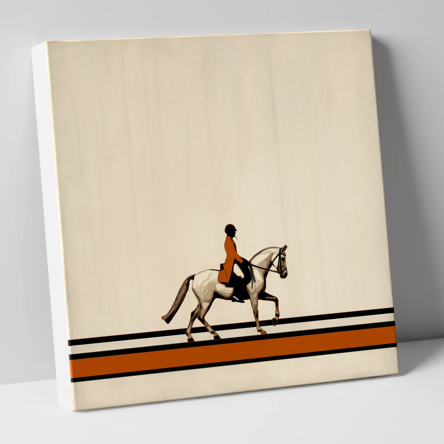 Precision in Burnt Orange dressage horse canvas wall art
