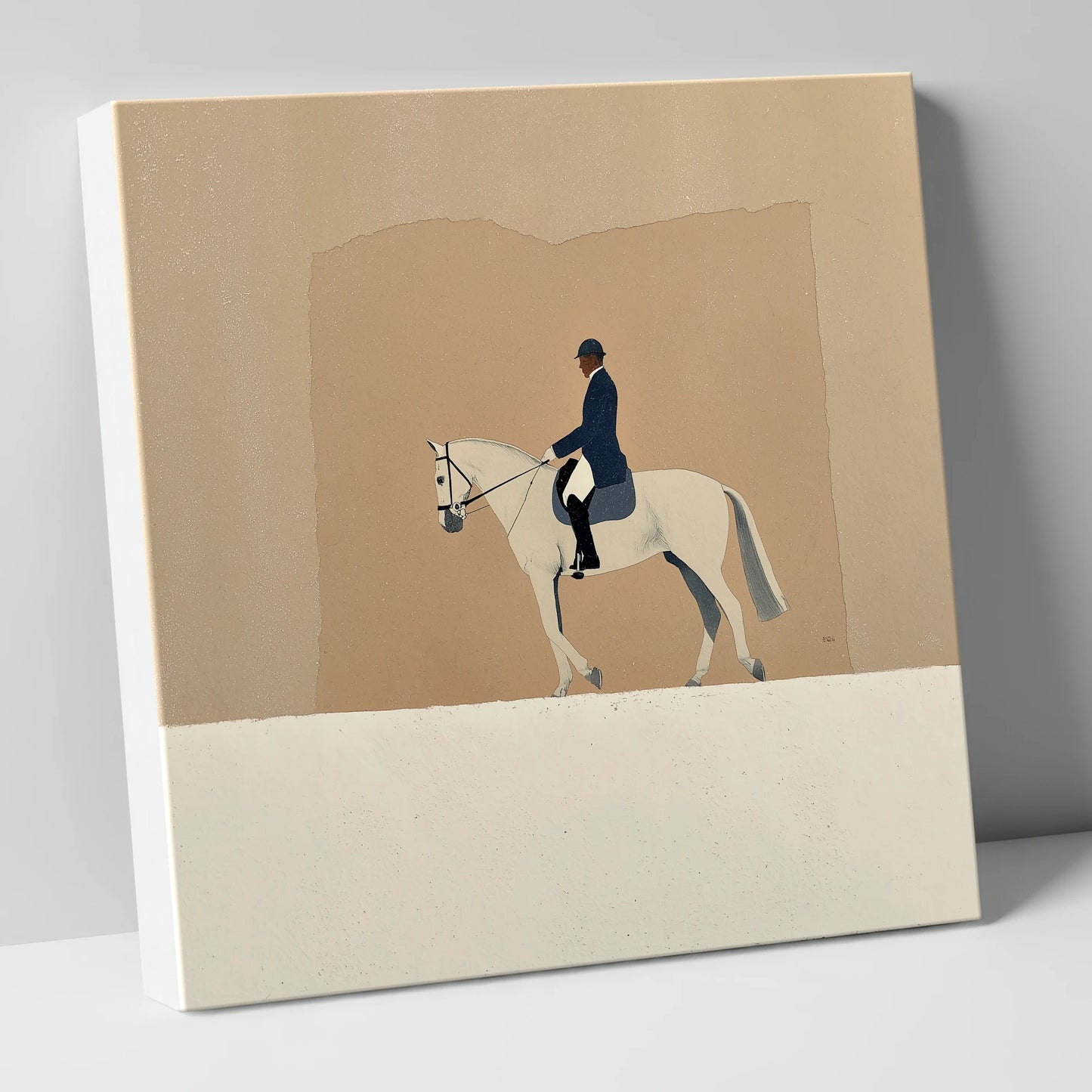 The Collected Grey dressage horse canvas wall art