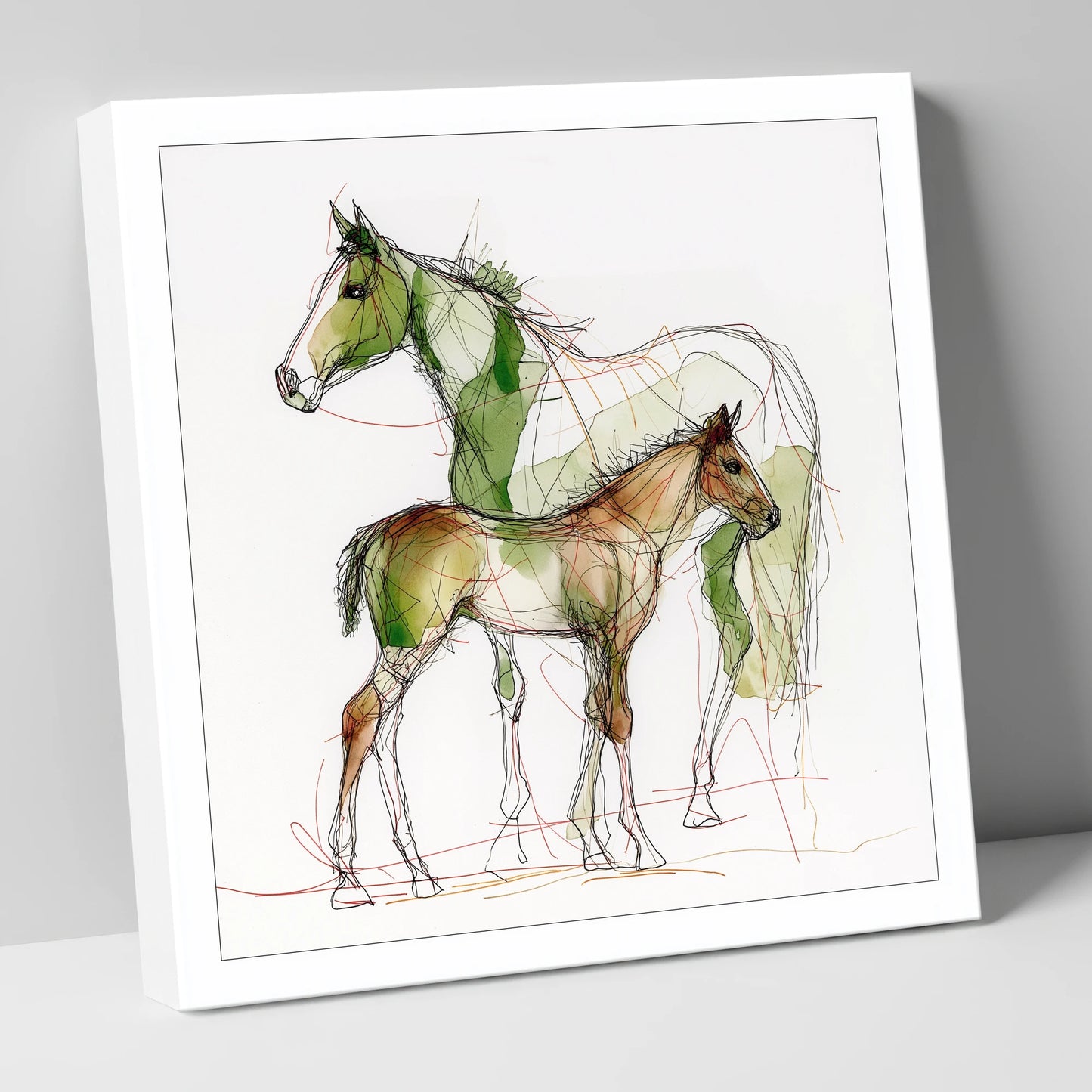 Lines of Kinship mare & foal canvas wall art