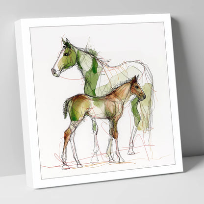Lines of Kinship mare & foal canvas wall art