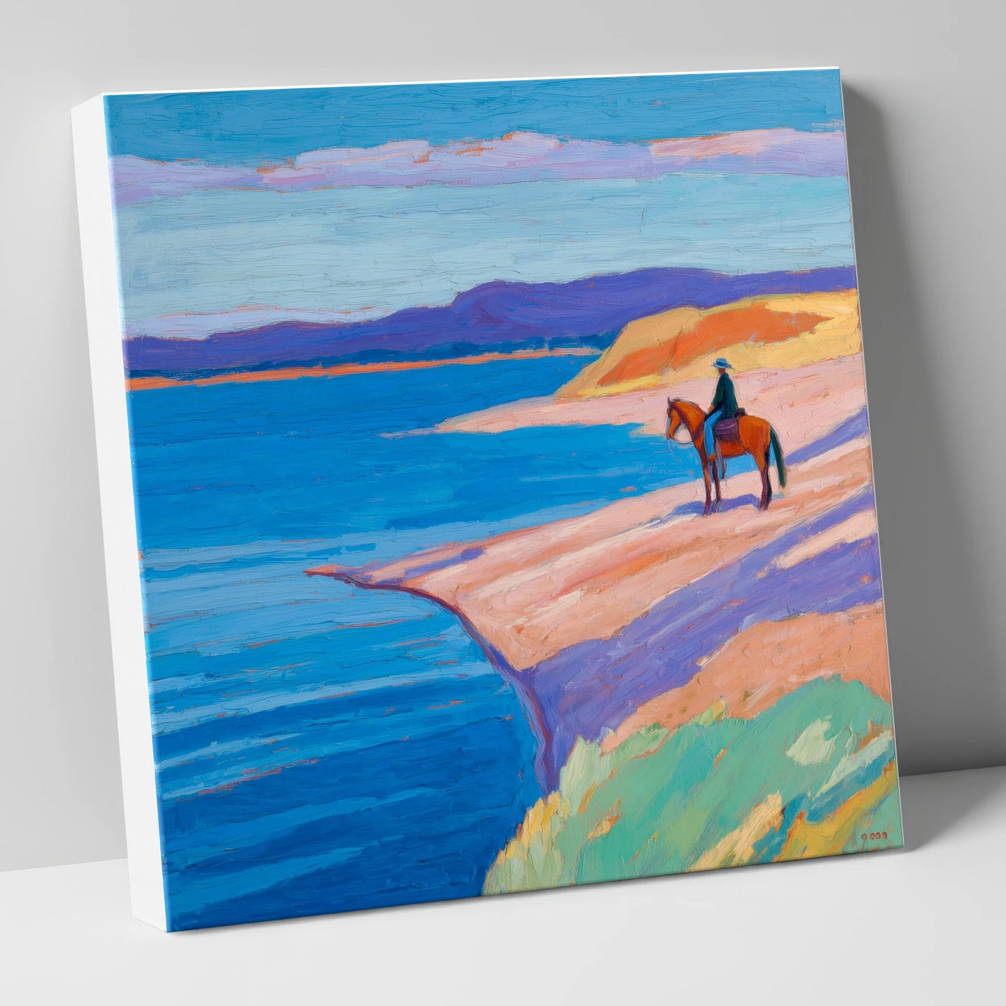 Edge of the Azure beach horse canvas wall art