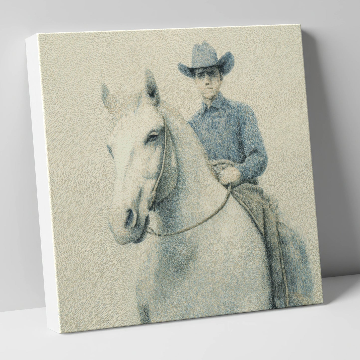 Slate Blue Stockman western horse canvas wall art