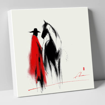 Crimson Western Silhouette western horse canvas wall art