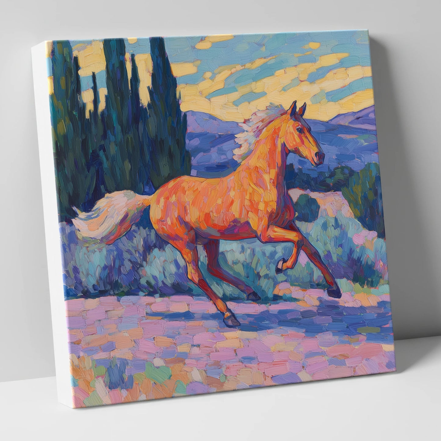 Vibrant Golden Canter horse breed canvas wall art