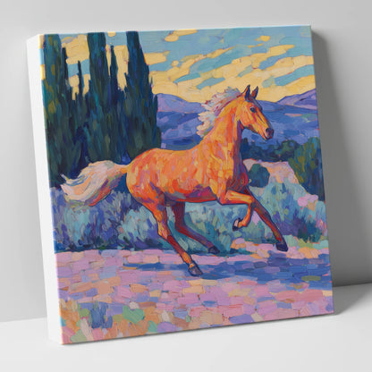 Vibrant Golden Canter horse breed canvas wall art
