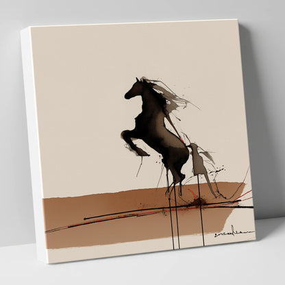 Untamed Dark Silhouette wild horses canvas wall art