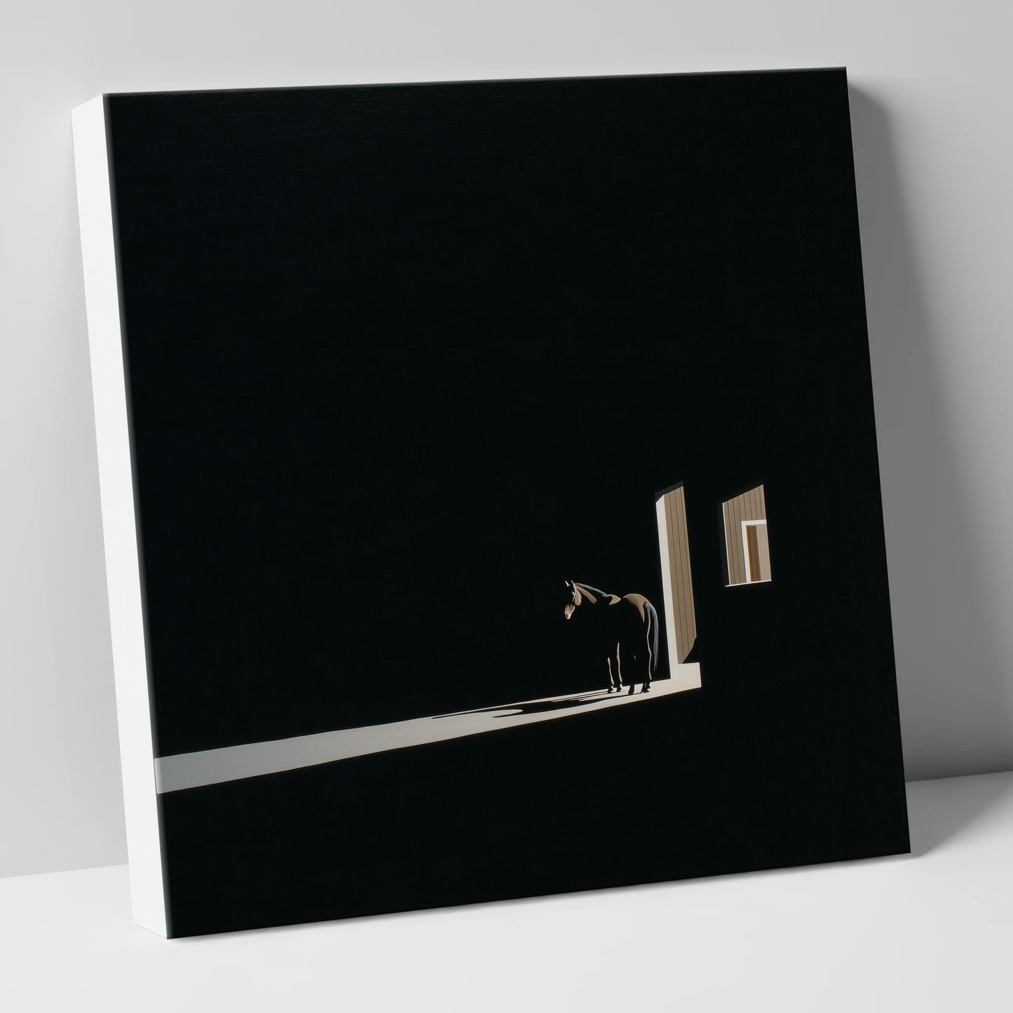 Solitary Light horse stable canvas wall art