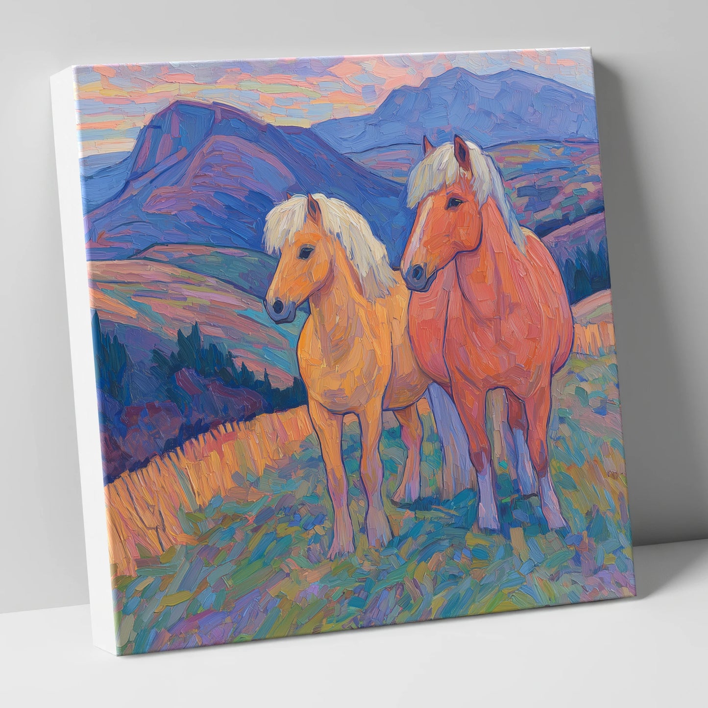 Highland Fjord Companions horse landscape canvas wall art