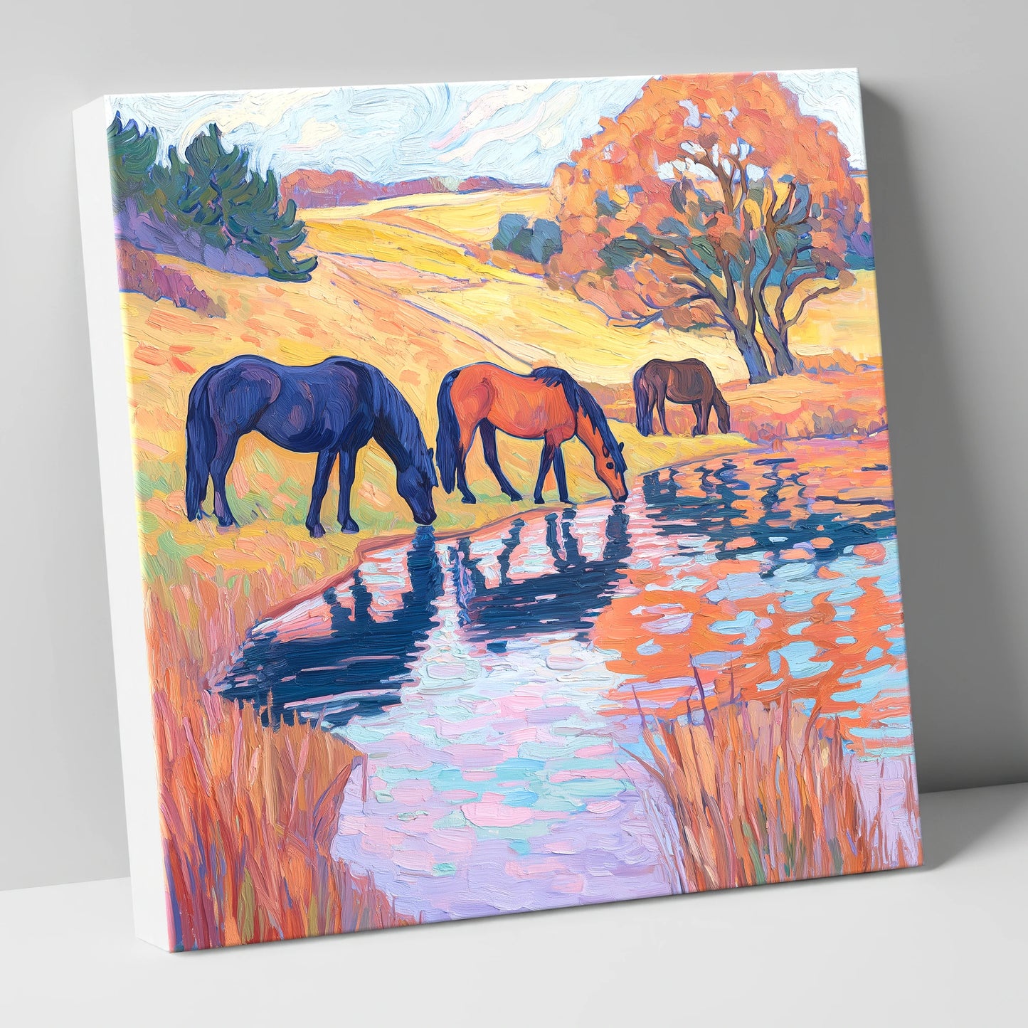 Painted Pasture Reflections horse landscape canvas wall art