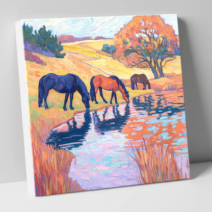 Painted Pasture Reflections horse landscape canvas wall art