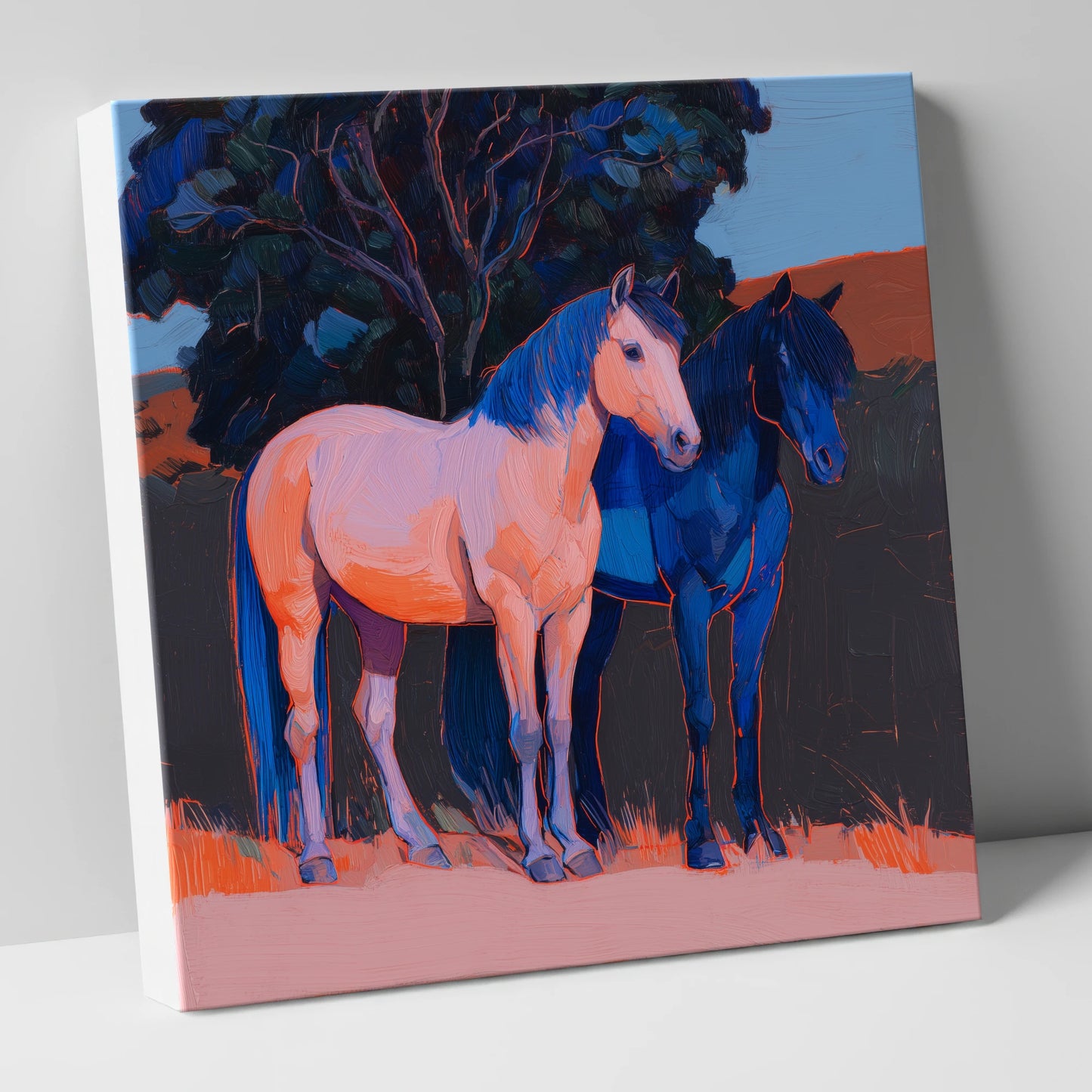 Contrasting Companions horse landscape canvas wall art