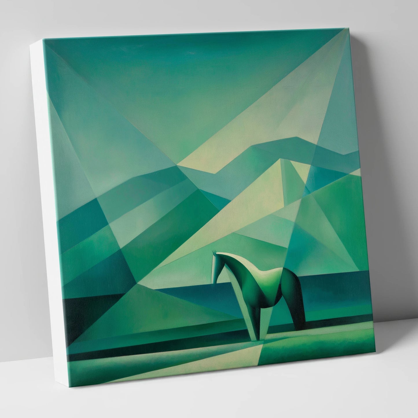 Emerald Equine Geometry horse landscape canvas wall art