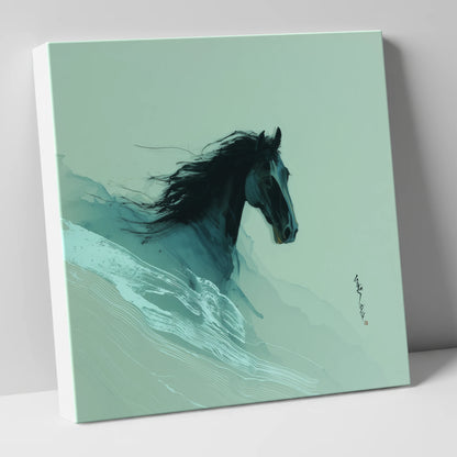 Charcoal Tempest horse breed canvas wall art