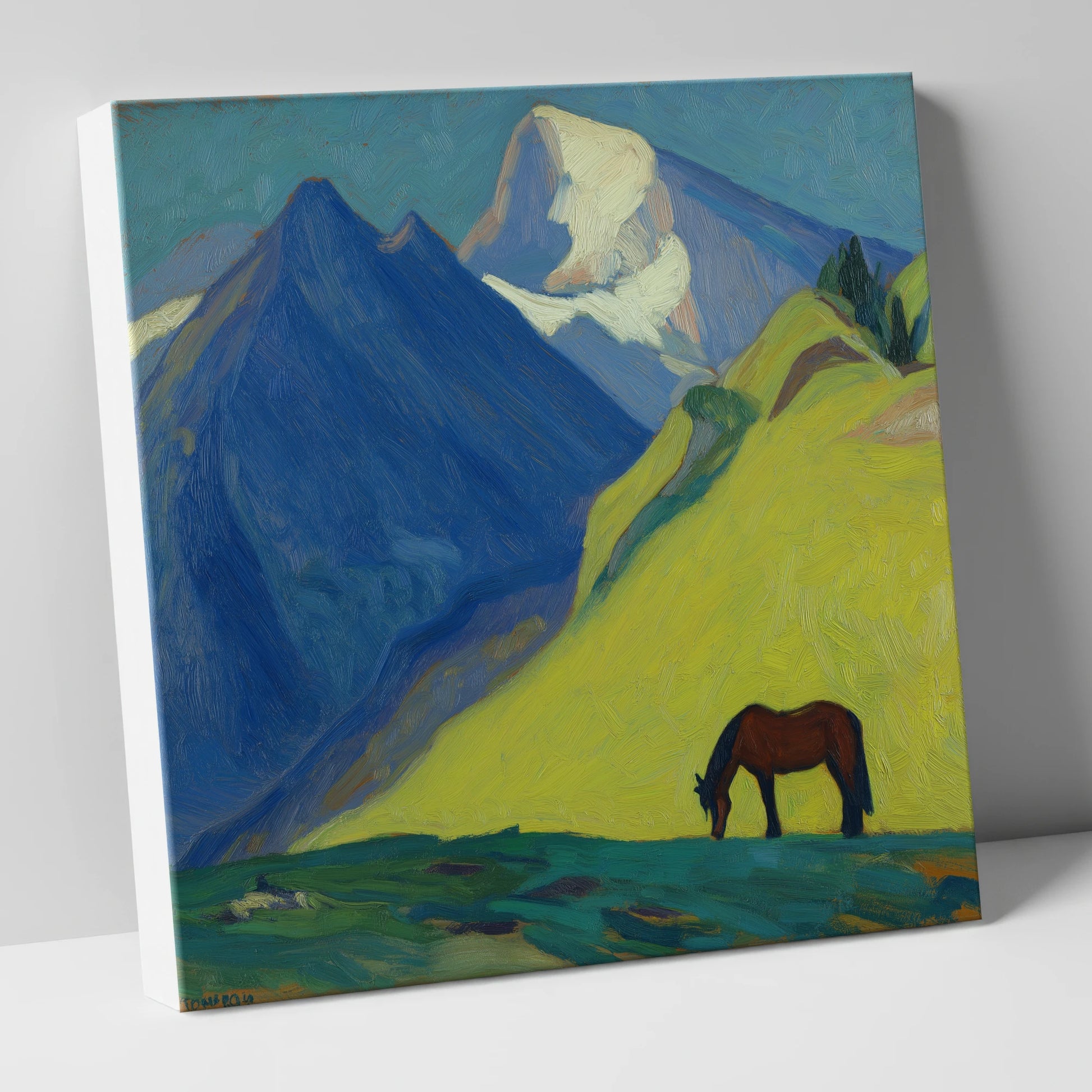 Blue Mountain Pasture horse landscape canvas wall art