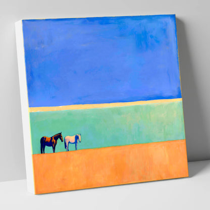 Sunlit Plain horse landscape canvas wall art