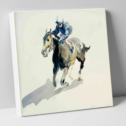Mid-Stride in Indigo racing horse canvas wall art