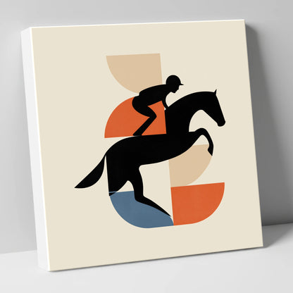 Geometric Steeplechase racing horse canvas wall art