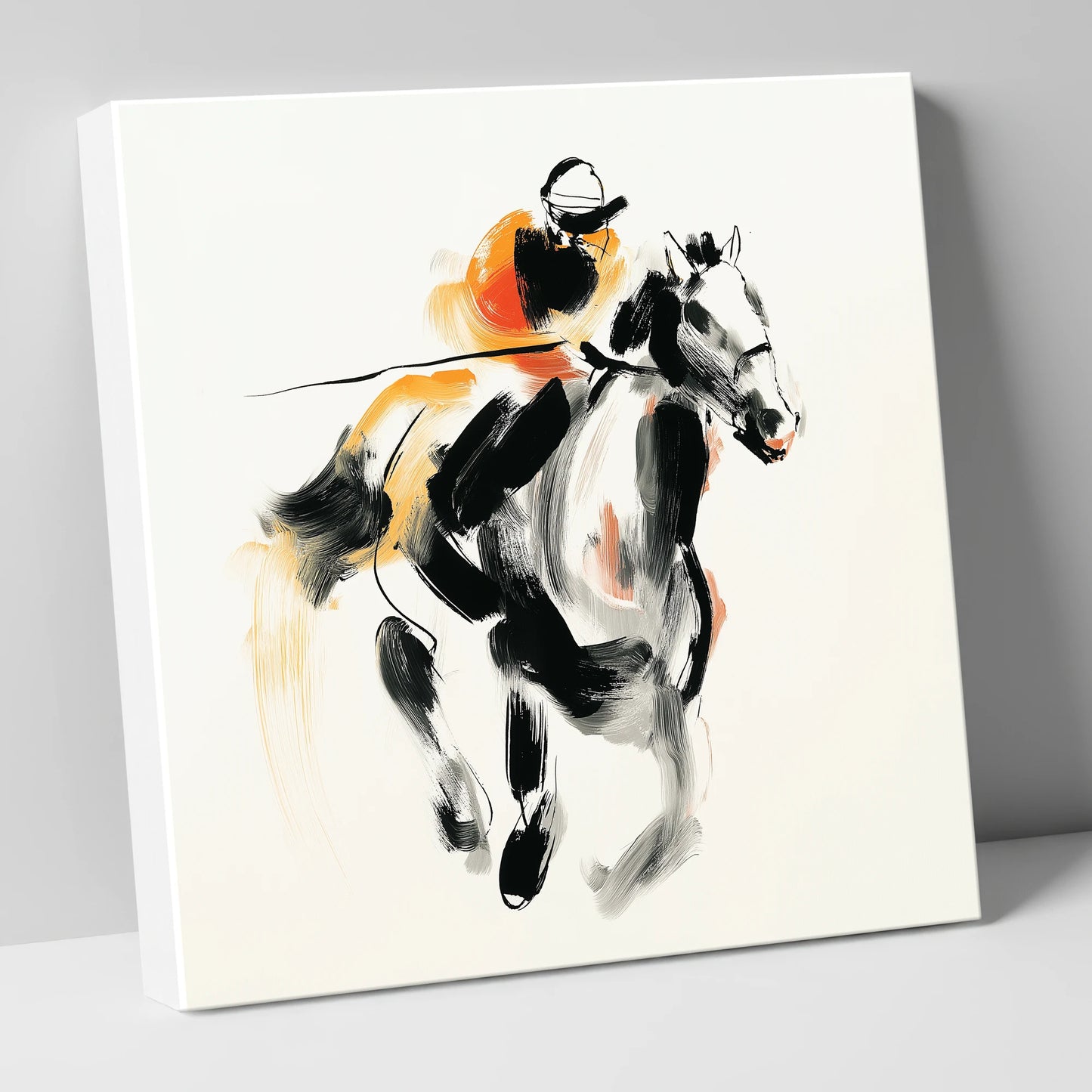Flash of Amber racing horse canvas wall art