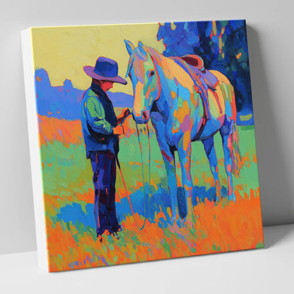 Cobalt Connection horse & rider canvas wall art